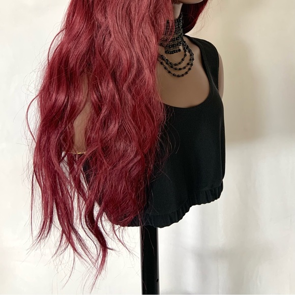 Gorgeous 24” Burgundy Premium Fiber 13x2.5 Lace Front Wig for Events or Daily 🌺 - Picture 8 of 16